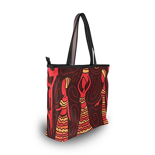 JSTEL Women Large Tote Top Handle Shoulder Bags Abstract African Art Patern Ladies Handbag