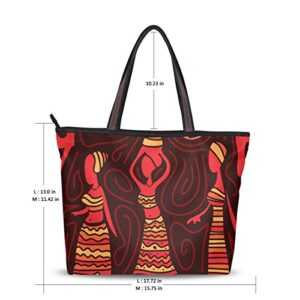 JSTEL Women Large Tote Top Handle Shoulder Bags Abstract African Art Patern Ladies Handbag
