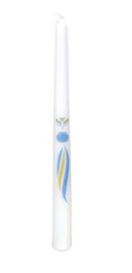baptismal taper candle with dove and water design, 10 inch