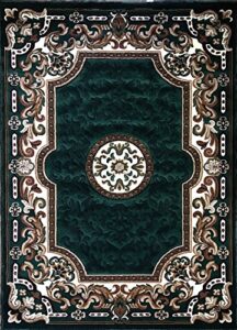 kingdom traditional area rug hunter dark green persian design d123 (8 feet x 10 feet)