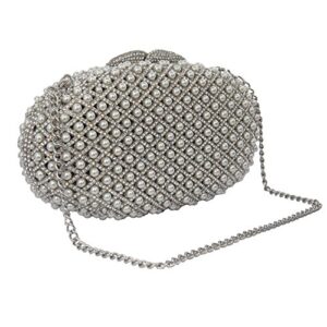 Rhodium Plated Clutch Purse Made With Swarovski Elements Crystals And Pearls