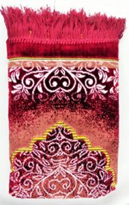 international goods depot muslim pray rug namaz sajadah mat series (dodya thick gold-maroon 45″ x 27″)