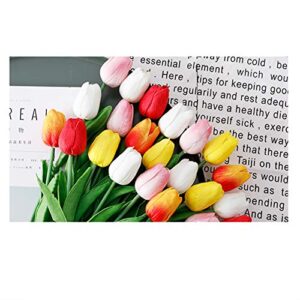 SHINE-CO LIGHTING Artificial PU Tulips 10Pcs Real Touch Fake Flower Arrangement Bouquets for Home Office Wedding Decoration (Pink)