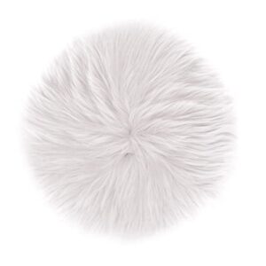 sansheng 12inches mini pile round faux sheepskin fur area rug size fit for photographing background of jewellery(white)