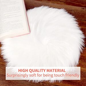 sansheng 12inches Mini Pile Round Faux Sheepskin Fur Area Rug Size Fit for Photographing Background of Jewellery(White)