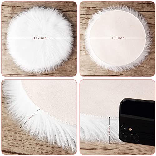 sansheng 12inches Mini Pile Round Faux Sheepskin Fur Area Rug Size Fit for Photographing Background of Jewellery(White)