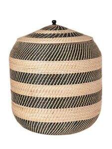 kouboo extra-large rattan belly, natural-black storage basket