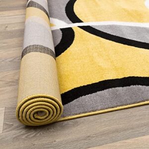 Rugshop Contemporary Abstract Circles Easy Maintenance for Home Office,Living Room,Bedroom,Kitchen Soft Area Rug 5' 3" x 7' 3" Yellow