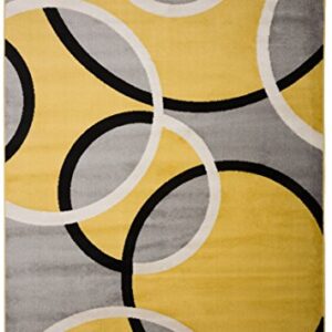 Rugshop Contemporary Abstract Circles Easy Maintenance for Home Office,Living Room,Bedroom,Kitchen Soft Area Rug 5' 3" x 7' 3" Yellow