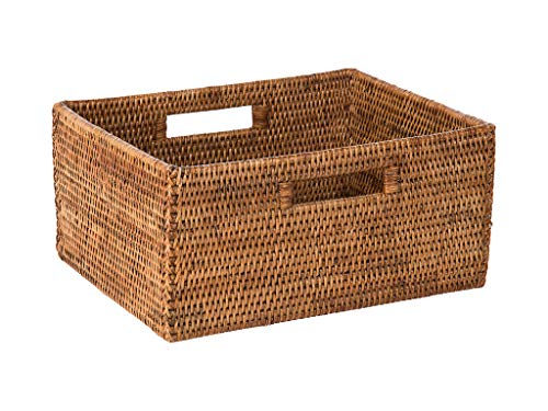 KOUBOO La Jolla Rattan Shelf Handles, Medium, Honey-Brown Storage Basket,