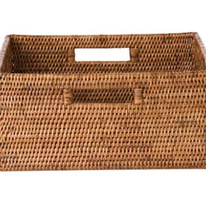 KOUBOO La Jolla Rattan Shelf Handles, Medium, Honey-Brown Storage Basket,