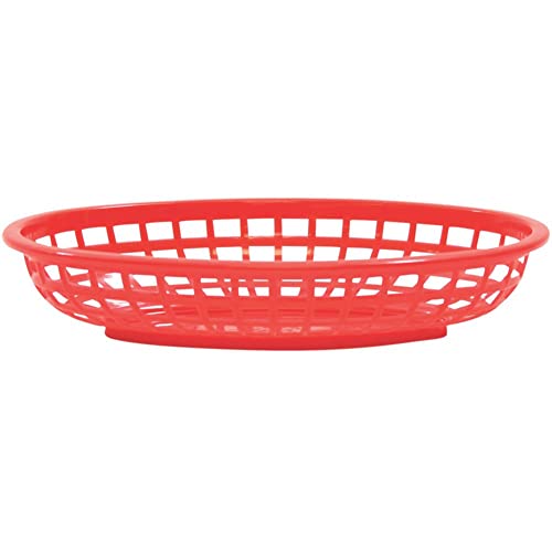 TableCraft 1074R Red 9-3/8" x 6" Oval Basket - Dozen