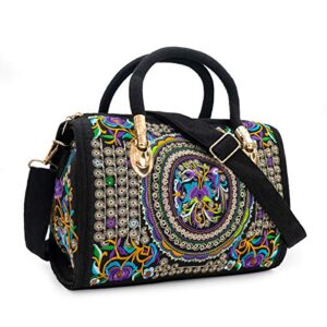 surrylake embroidered ethnic tote bag casual shoulder bag multicolor boho handbags vintage crossbody bag for women