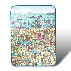 JUST FUNKY Waldo Collectibles | Where’s Waldo On The Beach Fleece Throw Blanket | 45” x 60”