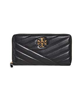 Tory Burch Women's Kira Chevron Zip Continental Wallet, Black, One Size