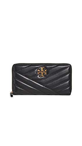 Tory Burch Women's Kira Chevron Zip Continental Wallet, Black, One Size