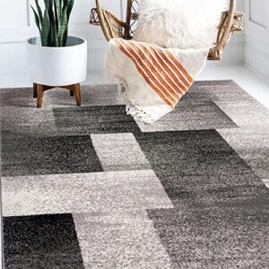 Rugshop Modern Distressed Boxes Area Rug 5' x 7' Gray