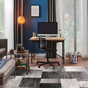 Rugshop Modern Distressed Boxes Area Rug 5' x 7' Gray