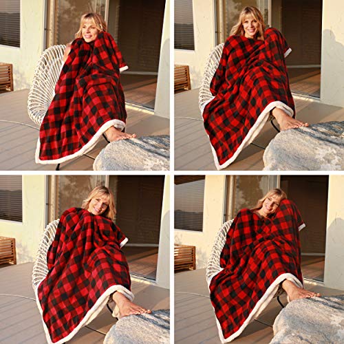 Red Buffalo Plaid Sherpa Throw TV Blanket 50" x 60", Super Soft Warm Comfy Plush Fleece Bedding Couch Cabin Throw Blanket