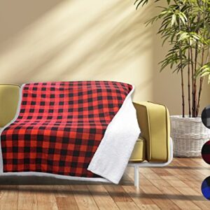 Red Buffalo Plaid Sherpa Throw TV Blanket 50" x 60", Super Soft Warm Comfy Plush Fleece Bedding Couch Cabin Throw Blanket