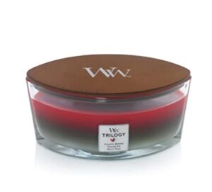 woodwick ellipse scented candle, winter garland trilogy, 16oz | up to 50 hours burn time