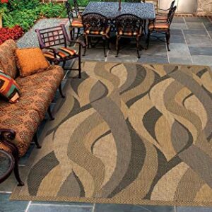 Couristan Recife Seagrass Indoor/Outdoor Area Rug, 7'6", Natural-Black