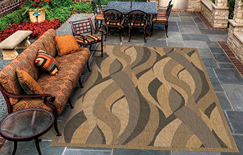 Couristan Recife Seagrass Indoor/Outdoor Area Rug, 7'6", Natural-Black