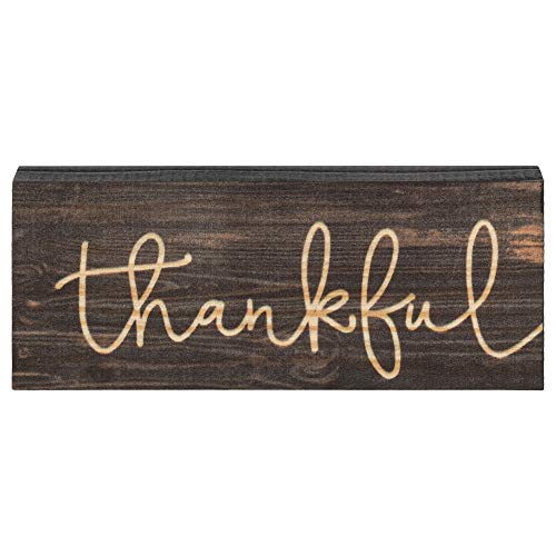 P. Graham Dunn Thankful Script Design 6 x 2.5 Inch Solid Pine Wood Farmhouse Stick Sign