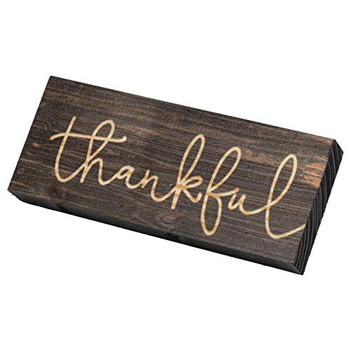 P. Graham Dunn Thankful Script Design 6 x 2.5 Inch Solid Pine Wood Farmhouse Stick Sign