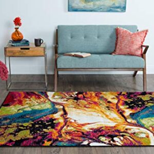 Soleil Contemporary Abstract Multi-Color Rectangle Area Rug, 5' x 7'