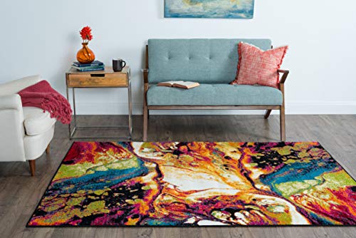 Soleil Contemporary Abstract Multi-Color Rectangle Area Rug, 5' x 7'