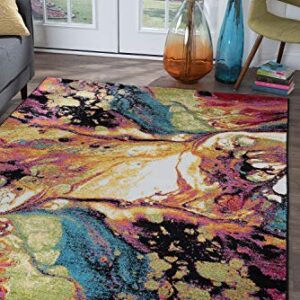 Soleil Contemporary Abstract Multi-Color Rectangle Area Rug, 5' x 7'