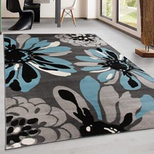 Rugshop Modern Flowers Area Rug 7' 10" x 10'2" Blue