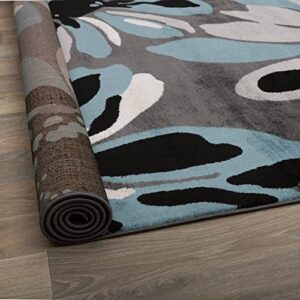 Rugshop Modern Flowers Area Rug 7' 10" x 10'2" Blue