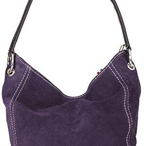 LiaTalia Womens Leather Handbags Top Handle Bag Real Italian Hobo Designer Purses Shoulder Bag - DENISE [Deep Purple]