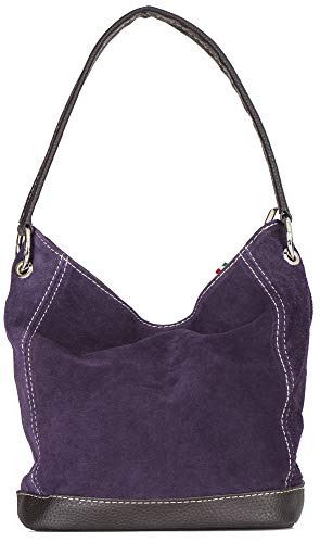 LiaTalia Womens Leather Handbags Top Handle Bag Real Italian Hobo Designer Purses Shoulder Bag - DENISE [Deep Purple]