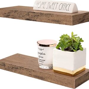 Sorbus Floating Shelf Set — Rustic Engineered Wood Hanging Rectangle Wall Shelves — Perfect for Home Décor, Trophy Display, Photo Frames, and More
