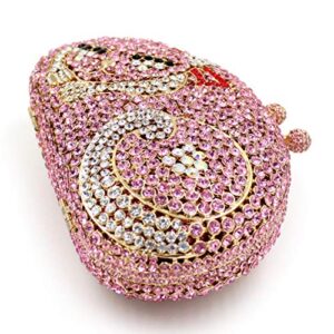 Ladies Wedding Clutch-Purse Chain Rhinestone Evening-Bag Diamond Luxury Handbag Pink Cat