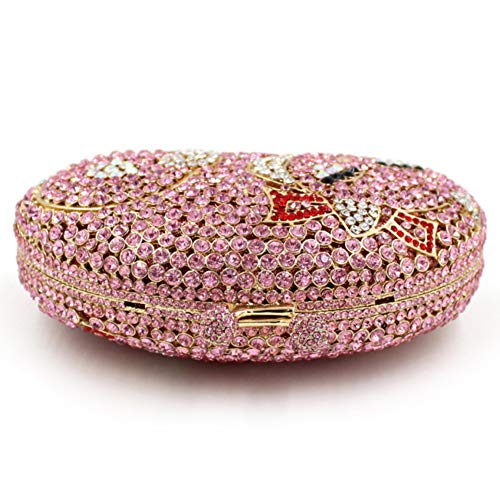 Ladies Wedding Clutch-Purse Chain Rhinestone Evening-Bag Diamond Luxury Handbag Pink Cat