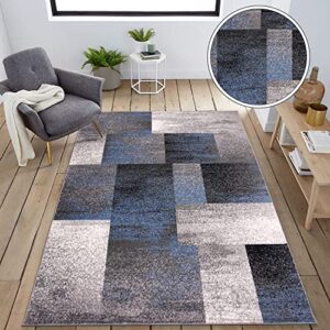 Rugshop Modern Distressed Boxes Area Rug 2' x 3' Blue