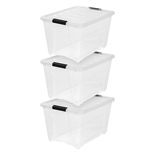 IRIS USA 588335, TB-56D, 53 Quart Storage Tote, 3 Pack, Clear, 3 Count