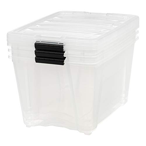 IRIS USA 588335, TB-56D, 53 Quart Storage Tote, 3 Pack, Clear, 3 Count