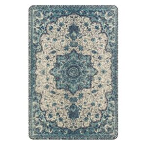 lahome collection traditional vintage floral area rug – 2’ x 3’ non-slip medallion vintage area rug small accent distressed throw rugs floor carpet for door mat entryway bedrooms decor (2’ x 3, blue)
