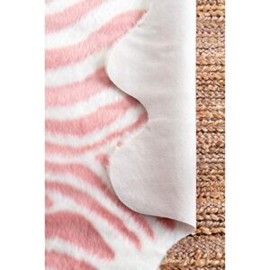 nuLOOM Cattle Faux Zebra Hide Area Rug, 5' x 6' 7", Pink