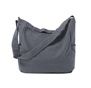 jeelow 20oz washed canvas tote shoulder crossbody bags purse handbag for men & women adjustable strap