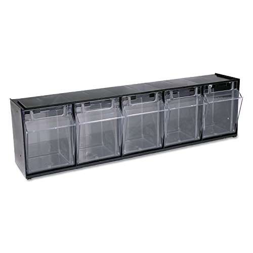 Deflecto 20504OP Tilt Bin Plastic Storage System w/5 Bins, 23 5/8 x 5 1/4 x 6 1/2, Black