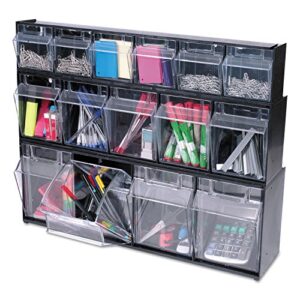 Deflecto 20504OP Tilt Bin Plastic Storage System w/5 Bins, 23 5/8 x 5 1/4 x 6 1/2, Black