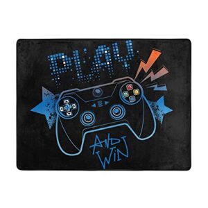 electronic game console carpet, computer chair players playing games, home decoration, blue and black sponge thick carpet, bedroom and living room children’s play mat, bathroom mat