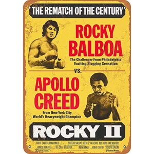12″ x 8″ gym metal sign, 1979 rocky balboa vs. apollo creed, the rematch of the century, vintage look reproduction