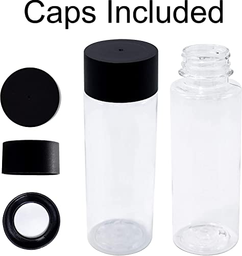 Upper Midland Products 10oz Empty Plastic Sensory Bottles With Black Lids, 14 Pk Round Clear Plastic Water Bottles BPA Free for Tea Juice Smoothie Water Milk